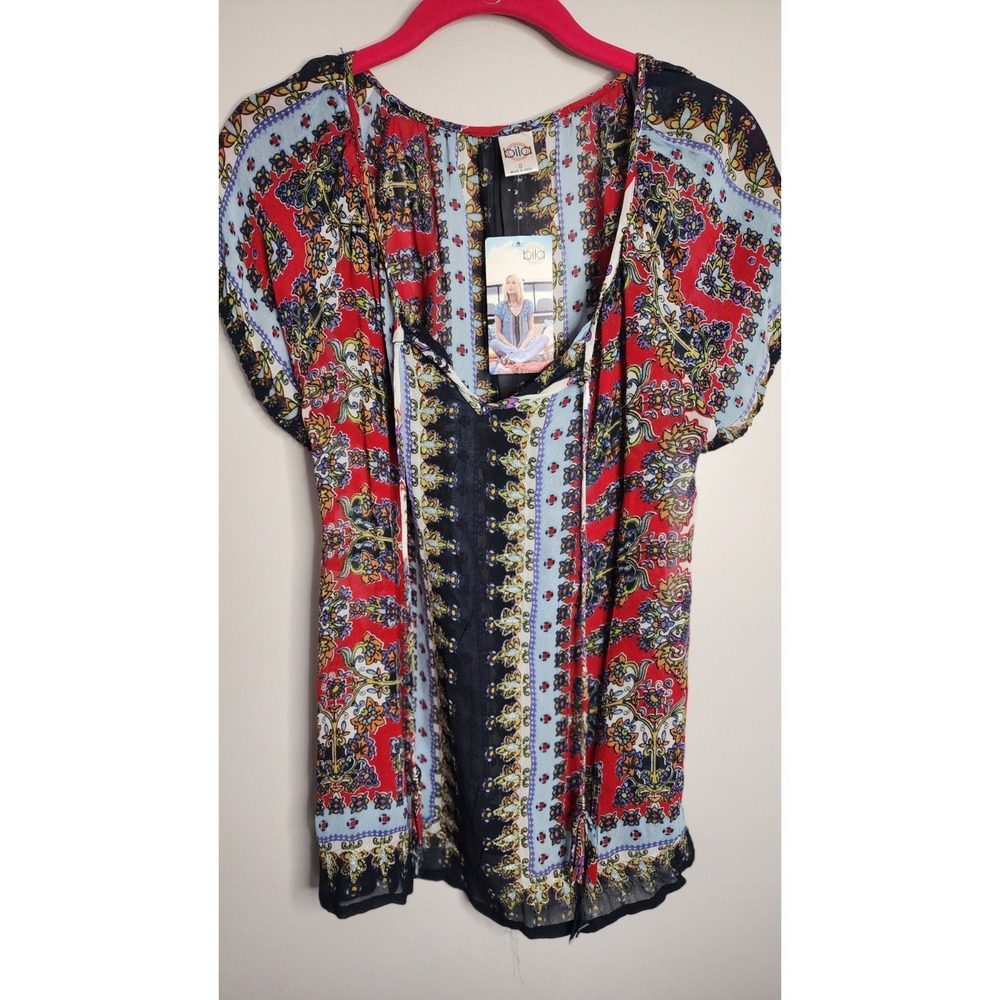 Bila Boho Hippie Tunic Top Small, Floral‎ Paisley, Fairy Peasant Festival